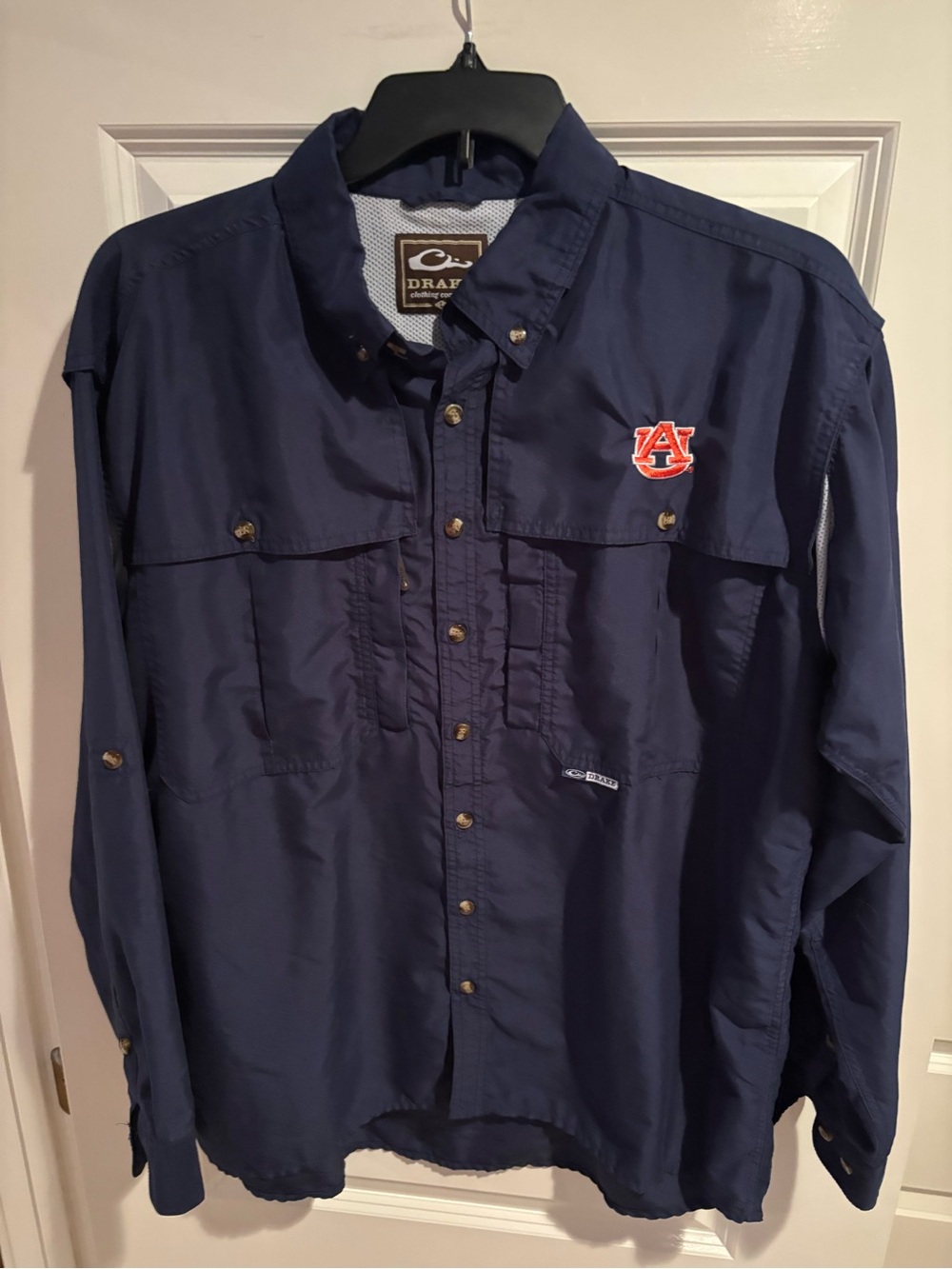 Drake Auburn Tigers Men’s L Navy Long Sleeve Vented Fishing Shirt NCAA